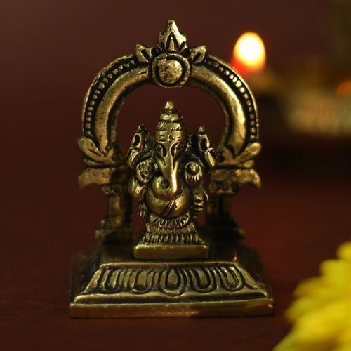 BRASS PRABHAVALI GANESHA IDOL WITH ANTIQUE FINISH
