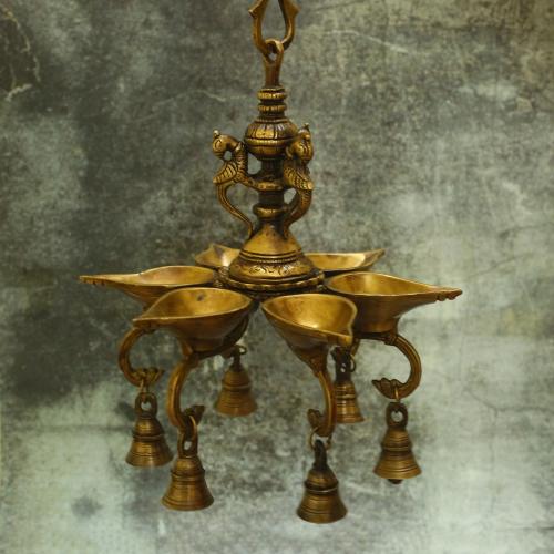 BRASS PARROT WALL HANGING OIL DEEPA WITH ANTIQUE FINISH