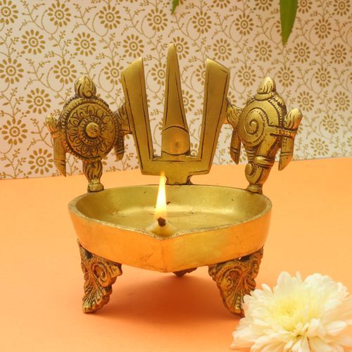 BRASS SHANKU NAMA CHAKRA OIL DEEPA