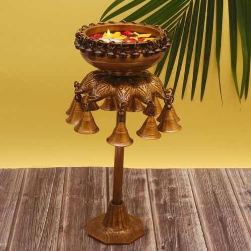 BRASS URLI STAND WITH ANTIQUE FINISH