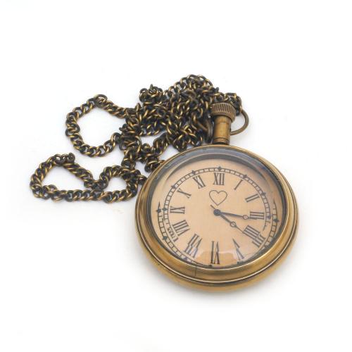 BRASS POCKET CLOCK WITH CHAIN