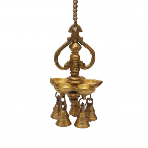 BRASS WALL HANGING OIL DEEPA WITH BELL