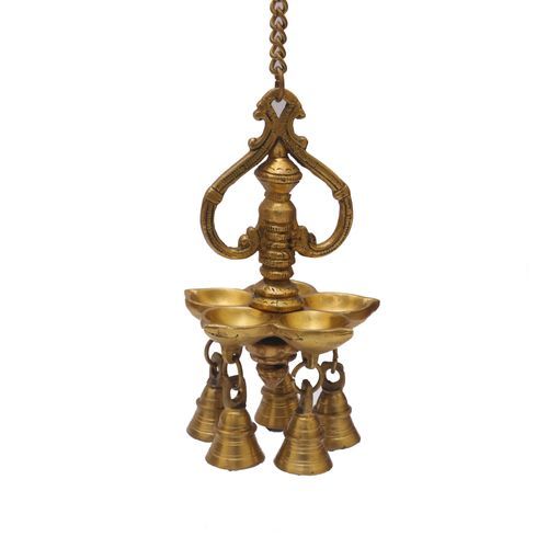 BRASS WALL HANGING OIL DEEPA WITH BELL