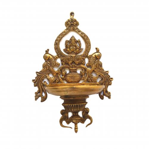 BRASS GANESHA OIL LAMP WITH WALL HANGING