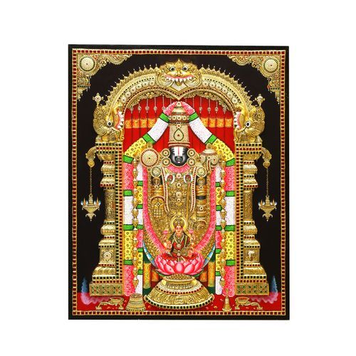 TANJORE PAINTING BALAJI WITH PADHA LAKSHMI SUPER EMBOSSE