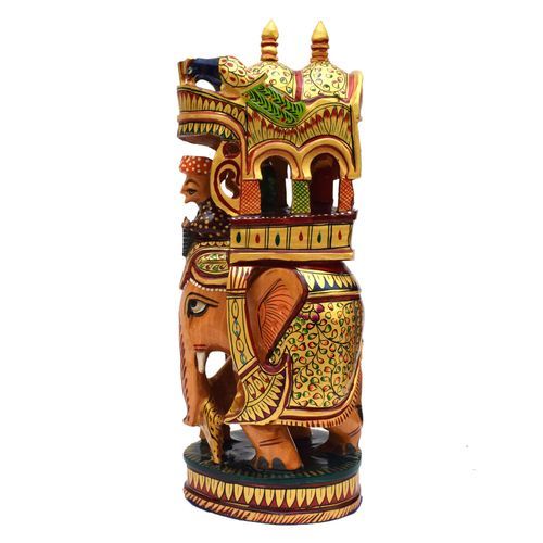 HAND PAINTED WOODEN AMBARI ELEPHANT