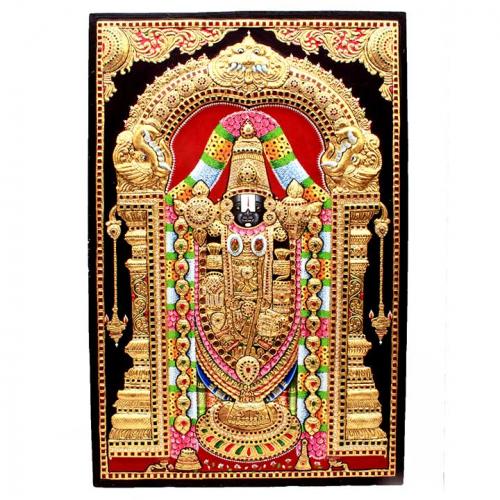 22ct Gold Lord Balaji Venkatachalapathy Tanjore Painting