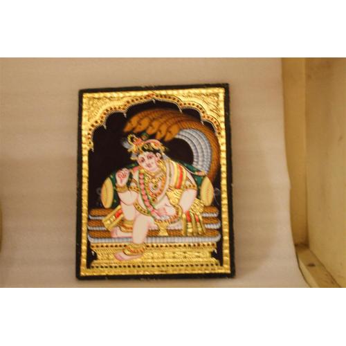 22ct Gold Lord Balakrishna in Naga Mantap Tanjore Painting