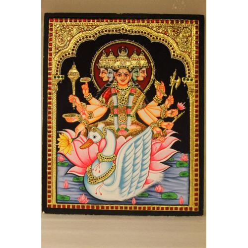 22ct Gold Gayatri Devi Panchamukhi/Five faces Tanjore Painting
