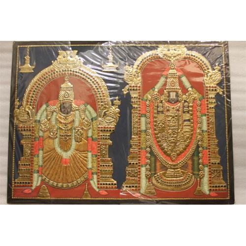 22ct Gold Handmade Lord Balaji With Padmavathy Tanjore Painting