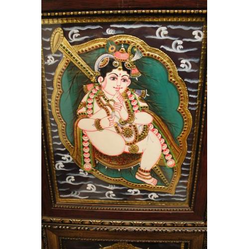 22ct Gold Handmade Lord Krishna Alilai Tanjore Painting