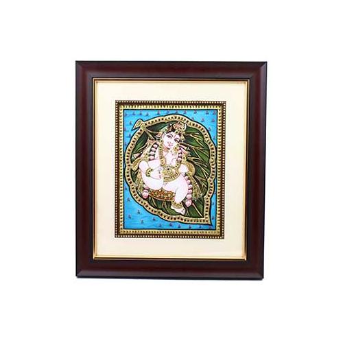 22ct Gold Handmade Lord Krishna Alilai Tanjore Painting