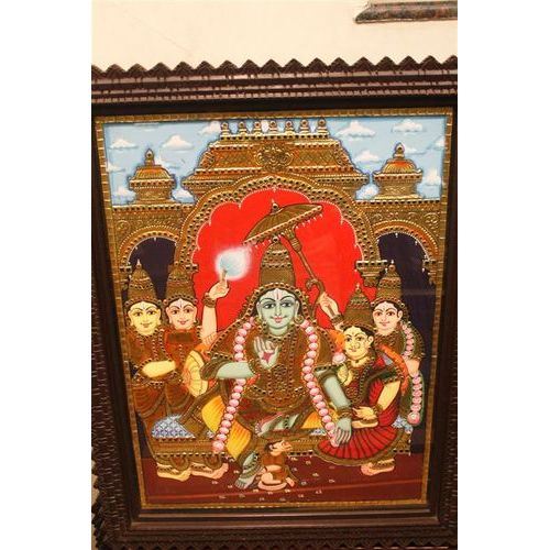 22ct Gold Handmade Lord Rama Pattabishekam Tanjore Painting