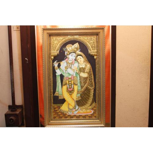 22ct Gold Handmade Lord Radha Krishna Tanjore Painting