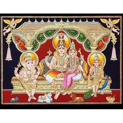 TANJORE PAINTING SHIVA FAMILY