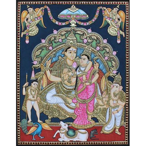 TANJORE PAINTING SHIVA FAMILY