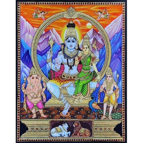 TANJORE PAINTING SHIVA FAMILY