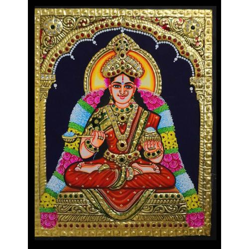 22ct Gold Handmade Goddess Annapoorneshwari Tanjore Painting