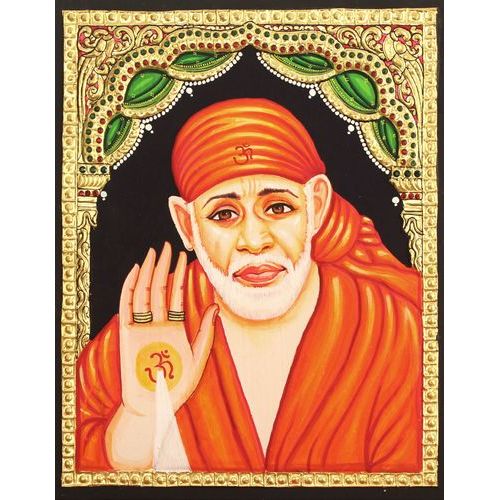 22ct Gold Handmade Shirdi Baba Saibaba Face Tanjore Painting
