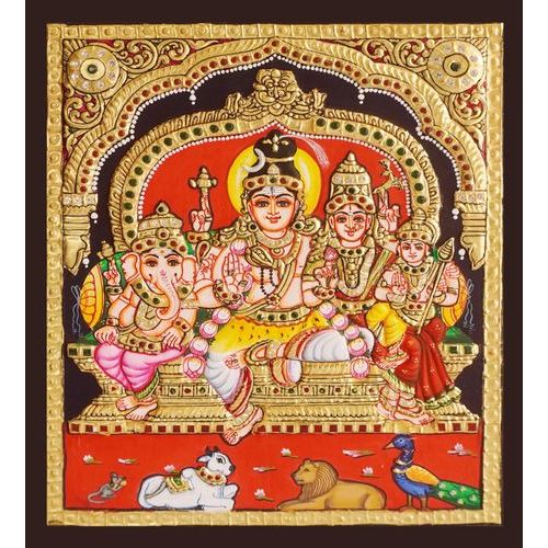 TANJORE PAINTING SHIVA FAMILY
