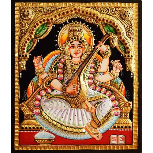TANJORE PAINITNG SARASWATHI EMB