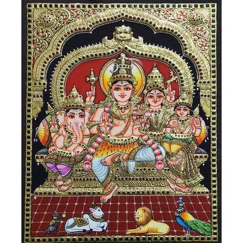 TANJORE PAINITNG SHIVA FAMILY