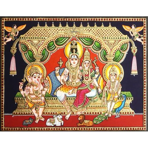 TANJORE PAINTING SHIVA FAMILY