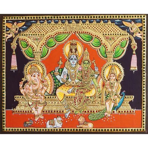 TANJORE PAINITNG SHIVA FAMILY