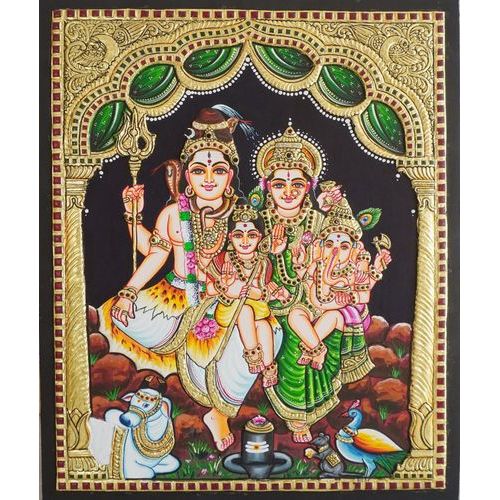 TANJORE PAINTING SHIVA FAMILY