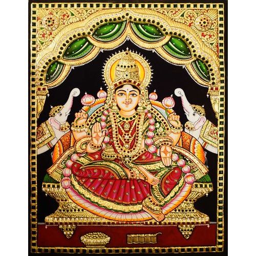 TANJORE PAINTING GAJA LAKSHMI EMB