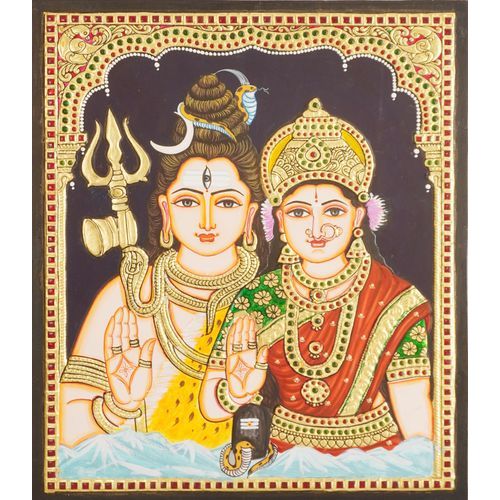 TANJORE PAINTING SHIVA PARVATHI