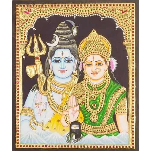 TANJORE PAINTING SHIVA PARVATHI