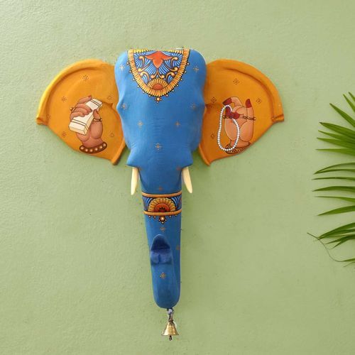 HAND-PAINTED VAAGAI WOODEN ELEPHANT HEAD