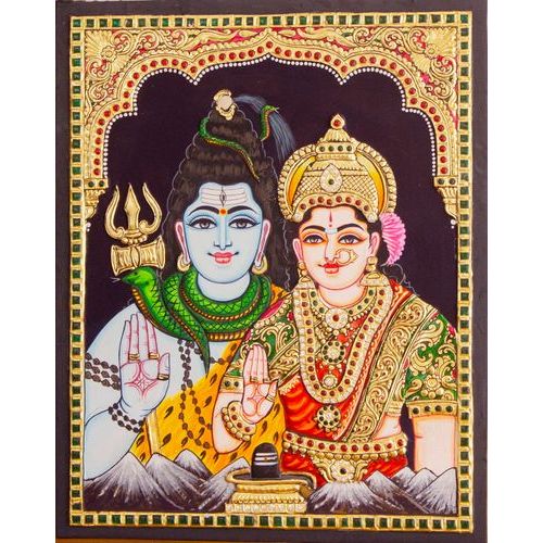 TANJORE PAINTING SHIVA PARVATHI
