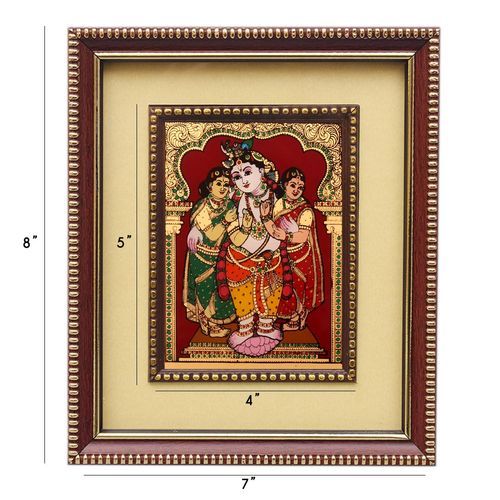 GLASS PAINTING KRISHNA WITH BAMA RUKMANI