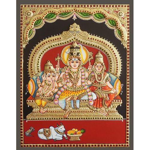 TANJORE PAINTING SHIVA FAMILY