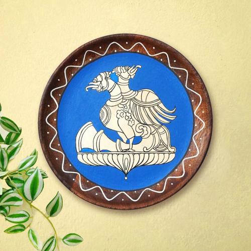 ANRIL BIRD MOTIF HAND PAINTED WALL HANGING WOODEN PLATE